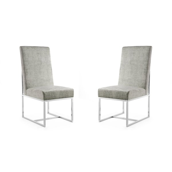 Manhattan Comfort Element Velvet Dining Chair in Steel (Set of 2) 2-DC030-ST